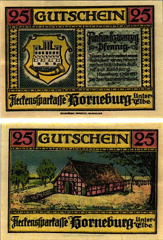 ХОРНЕБУРГ 25 ПФЕННИГОВ 1921 НОТГЕЛЬД, 1 МАЯ 1921 (1922), ЗЕМЛЯ НИЖНЯЯ САКСОНИЯ Grabowski 630.1 бумага 7548-117-2-2
