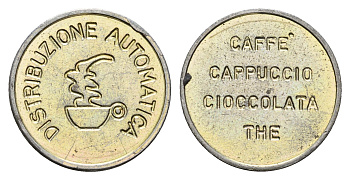 Италия жетон для выдачи напитков - кофе диаметр 22 мм, вес 5,1 гр нержавеющая сталь 4669-253