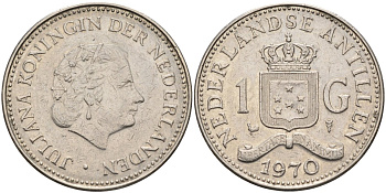 Нидерландские Антилы 1 гульден 1970 Юлиана (1948-1980) KM 12 никель 4587-733
