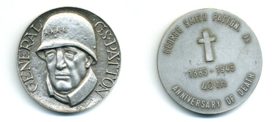 США медаль 1985 Генерал Джордж Паттон, 40 лет со дня смерти, 54,5 мм, 93,7 гр  белый металл  UNC  1079-1-42