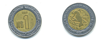 Мексика 1 песо 1993 KM 550 биметалл 3999-934