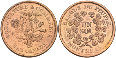 Канада 1 су ND Du Bus Canada, токен KM TN3 медь    4599-533