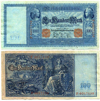 ГЕРМАНИЯ 100 МАРОК 1910 21 АПРЕЛЯ 1910, КРАСНАЯ СЕРИЯ Pick 42 бумага 6262-42-1-1