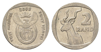 ЮАР 2 ранда 2003 KM 335 медь плакированная никелем 4626-1243