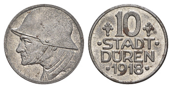 Дюрен 10 пфеннигов 1918 Funck 105.7, Men05 5807.8, Men18 7249.8 железо 1526-934