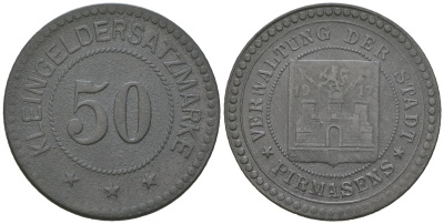 Пирмазенс (Бавария) 50 пфеннингов 1917 Funck 426.2, Men18 25724.2 цинк 4586-953