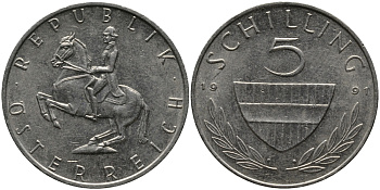 АВСТРИЯ 5 ШИЛЛИНГОВ 1991 KM 2889а медно-никель 33-614