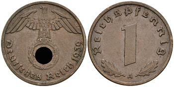 Германия 1 рейхспфенниг 1939 A KM 89, J 361 бронза 4396-1213