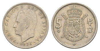 Испания 5 песет 1975 (80) Хуан Карлос I (1975-2014) KM 807 медно-никель 4650-121