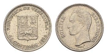 Венесуэла 25 сентимо 1965 Симон Боливар, год-тип Y 40 никель 4643-825