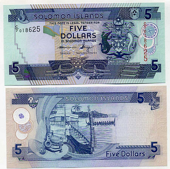 Соломоновы острова 5 долларов 2004-2018 Pick 26 (3) бумага UNC (пресс) 449-12-3
