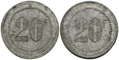 Франция 20 франков ресторанный жетон латунь 4175-945