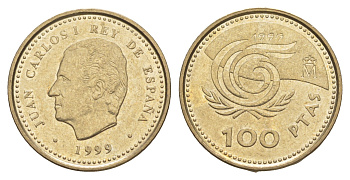 Испания 100 песет 1999 Международный год пожилых людей KM 1006 алюминиевая бронза 4622-1227