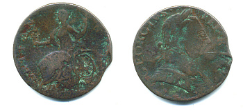 Великобритания 1/2 пенни 1772 Георг III (1760-1820) KM 601, Spink 3774 медь 4383-924