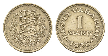 Эстония 1 марка 1926 год-тип KM 5 никель латунь 1528-315