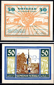 Шаала (Тюрингия) 50 пфеннигов 1921 Mehl Grabowski 1170.1-3/3 бумага UNC (пресс) 7556-68-3-3