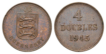 Гернси 4 дабла (дубля) 1945 KM 13 бронза 4122-444