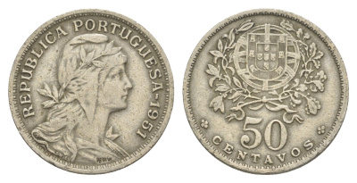 Португалия 50 сентаво 1951 KM 577 никель латунь 4605-1045