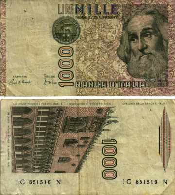 Италия 1000 лир 1982 Дворец дожеи?, Марко Поло Pick 109a 8611-11-3