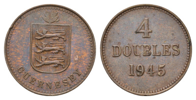 Гернси 4 дабла (дубля) 1945 KM 13 бронза 4122-444