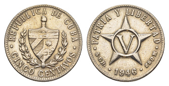 Куба 5 сентаво 1946 KM 11.3 медно-никель 4636-663