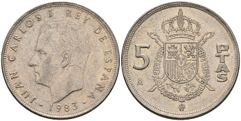 Испания 5 песет 1983 Хуан Карлос I (1975-2014) KM 823 медно-никель 4155-725