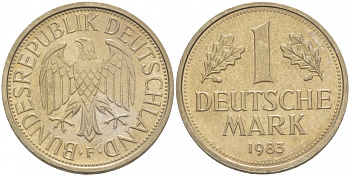 ФРГ 1 МАРКА 1983 F KM 110 J 385 медно-никель 3996-744