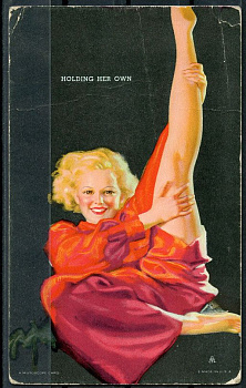 США открытка 1950-ые серия пинап (Pin-Up), держась за свое (Holding her own) 6352-11-1-1
