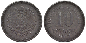 Германия 10 пфеннигов 1917 F KM 20, J. 298 железо 4119-125
