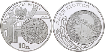 Польша 10 злотых 2006 MW, происхождение злотого, первые 10 злотых 1932 королева Ядвига KM 599 серебро PROOF 1087-7-24