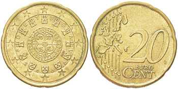 Португалия 20 евроцентов 2002 KM 744 нордик 4614-752