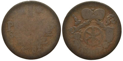 Майнц 1 пфенниг 1781 Фридрих Карл Йозеф фон Эрталь (1774-1802), вес 2,42 гр. KM 387 медь 3856-1055