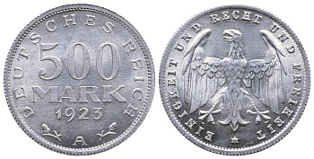 ГЕРМАНИЯ 500 МАРОК 1923 А KM 36, J. 305 алюминий 4380-614