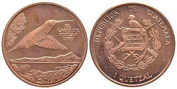 Гватемала 1 кетсаль 1995 пробная монета KM 1e медь UNC 3896-1634