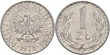 Польша 1 злотый 1978 MW KM 49.1 алюминий    4603-917
