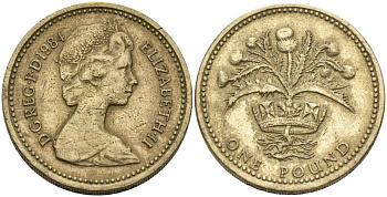 Великобритания 1 фунт 1984 Елизавета II (1952-2022) KM 934, Spink 4222 никель латунь 81-1012