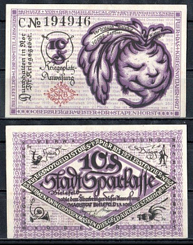 Билефельд (Пруссия, Вестфалия) 10 пфеннигов 1919 Mehl Grabowski B44.9 бумага UNC (пресс) 7556-54-1-3