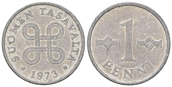 Финляндия 1 пенни 1973 KM 44a алюминий 4618-513