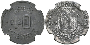 Нойбург-на-Дунае (Бавария) 10 пфеннингов 1918 Funck 361.3, Men22.2 22990.2 цинк 4586-854