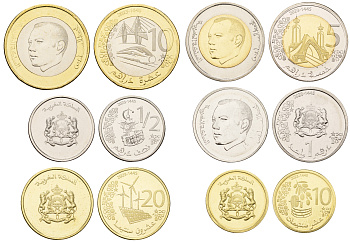 Марокко лот из 6 монет 2023 10, 20 сантимов, 1/2, 1, 5 и 10 дирхамов  биметалл  UNC  M72-21