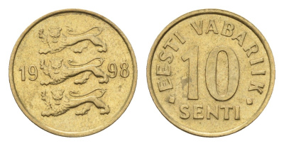 Эстония 10 сентов 1998 KM 22 латунь UNC 4689-643