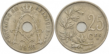 БЕЛЬГИЯ 25 САНТИМОВ 1926 BELGIQUE KM 68.1 медно-никель 4448-841