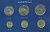 Иран набор из 6 монет 1992-1994 1, 5, 10, 50, 100, 250 риалов, в оригинальном картонном буклете KM 1263, 1258, 1259, 1260, 1261.2, 1262 UNC 7-4-1-40