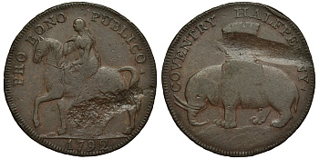 Великобритания 1/2 пенни 1792 Уорвикшир – Ковентри, Леди Годива Dalton & Hamer 237, Atkins177 медь 1524-524