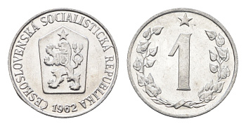 Чехословакия 1 геллер 1962 Социалистическая Республика KM 51 алюминий  UNC  M69-19