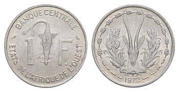 Западная Африка (BCEAO) 1 франк 1972 Центральный банк государств Западной Африки KM 3.1 алюминий aUNC 4642-222