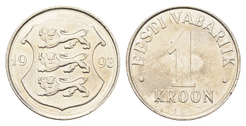 Эстония 1 крона 1993 KM 28 медно-никель UNC 4666-635