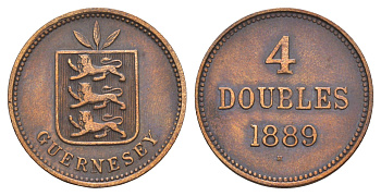 Гернси 4 дубля (дабла) 1889 KM 5 бронза 4656-113