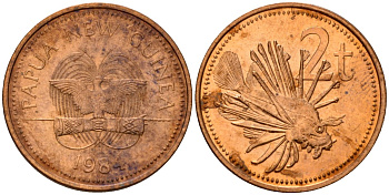 Папуа-Новая Гвинея 2 тойя 1984 Елизавета II (1953-) KM 2 бронза 4187-1231