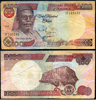 Нигерия 100 найра 1999 Обафеми Аволово, гора Зума Ро Pick 28 b бумага 8592-52-1-2